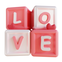 bloque de amor de cubo de ilustración 3d png