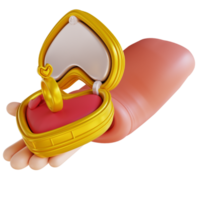 3D illustration golden ring and love png