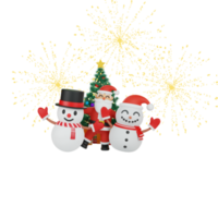 3d rendering of santa dancing with snowman png