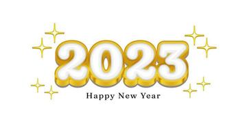 Typography with 2023 Happy New Year Slogan. Gold Color 3D Effect. vector