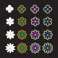 Set of Flower Shape Elements with Choice of Different Colors and Shapes. vector