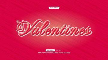 efectos de texto editables - eslóganes de San Valentín con fondo vector