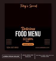 food and drink themed social media post template vector