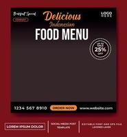 food and drink themed social media post template vector