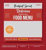 food and drink themed social media post template vector