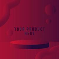 Podium in red fluid gradient abstract background for product presentation 3d render 3d illustration vector