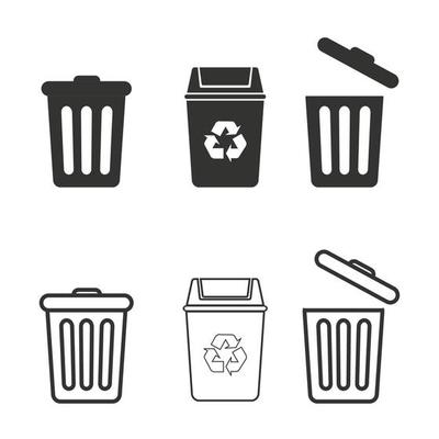 simple trash bin icon set 8247587 Vector Art at Vecteezy