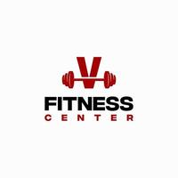v vector de plantilla de logotipo de centro de fitness inicial, logotipo de gimnasio de fitness