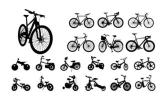 conjunto de varios vectores de silueta de bicicleta, silueta de bicicleta