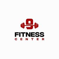 9 vector de plantilla de logotipo de centro de fitness inicial, logotipo de gimnasio de fitness