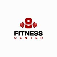 8 vector de plantilla de logotipo de centro de fitness inicial, logotipo de gimnasio de fitness