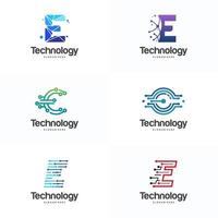 conjunto de plantillas de diseños de logotipos de tecnología inicial e vector