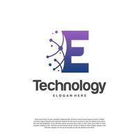 E initial Technology Logo designs template vector