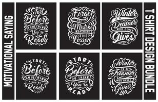 paquete de diseño de camisetas con letras, conjunto de diseño de camisetas con frases motivacionales, paquete de diseño de camisetas con tipografía vector