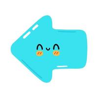 Cute funny blue arrow icon. Vector hand drawn cartoon kawaii character illustration icon. Isolated on white background. Blue arrow left direction