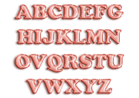 Full English alphabet of red color inflatable balloon isolated on transparent background png