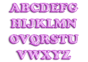 alfabeto inglês completo de balão inflável de cor roxa isolado em fundo transparente png