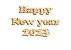 New year 2023 gold foil balloon isolated on transparent background, Horizontal banner. Happy new year 2023 png