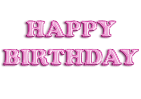 Realistic isolated pink balloon text on transparent background wishes happy birthday. Happy celebration and birthday concept. png