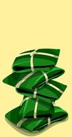 Illustration of Mexican food with spices. Tamali tied in corn leaves lie on top of each other on a light beige background. Suitable for printing on textiles and paper. Restaurant menus vector