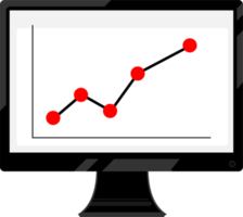 ein Computerbildschirm mit einem schwarzen Rahmen, der ein aufsteigendes Kurvendiagramm zeigt png