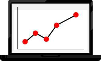 Black framed laptop with an ascending graph on the screen png