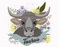 Taurus. Zodiac sign. Vector isolated composition.