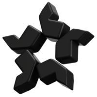 Abstract 3D Shape Illustration. Black Color. png