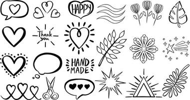 Set of sketch icons for site or mobile application. Vector