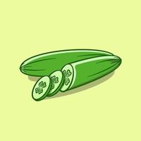 cucumber drawing illustration in cartoon style on isolated background vector