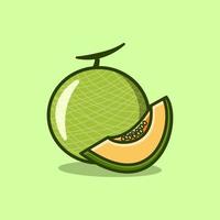 ilustración de fruta de melón en estilo de dibujos animados sobre fondo aislado vector