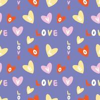Love letters and hearts seamless pattern. Valentines day abstract background. Simple hippie bright sketchy hand drawn wrapping paper, cover. Vector illustration.