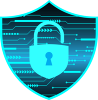 Modern Technology Shield Padlock Crop-out png