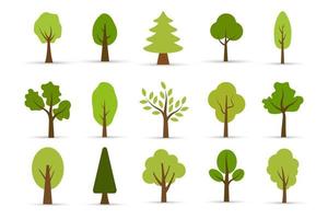 conjunto plano de diferentes árboles con diseño plano. se puede utilizar para ilustrar cualquier tema de naturaleza o estilo de vida saludable. fondo vectorial vector