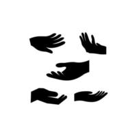 logotipo de icono de silueta de conjunto de cuidado de manos vector
