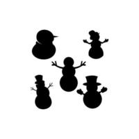 snowman set silhouette icon logo vector