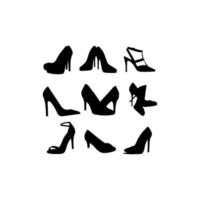 high heels shoes set silhouette design vector