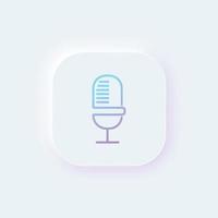 Microphone button in neumorphism style for ui, ux design and mobile app. Mic icon. Stock vector illustration.