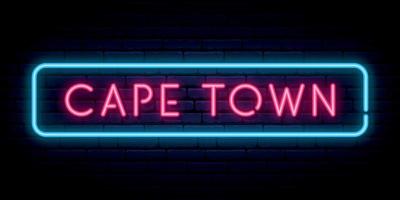 Cape Town neon sign. Bright light signboard. vector