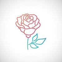 Elegant Rose flower icon isolated on white background. Red rose emblem. Vector illustration.