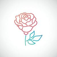 elegante icono de flor color de rosa aislado sobre fondo blanco. emblema de rosa roja. ilustración vectorial vector