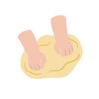 Preparation of dough for pizza or baking. Homemade bakery and cake. Cooking and food. vector