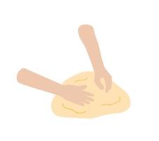 Preparation of dough for pizza or baking. Homemade bakery and cake. Cooking and food. Flat cartoon vector