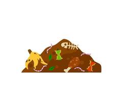 Compost soil. Pile of earth with worms. Farming and food waste. Ecological humus. Flat cartoon vector