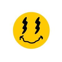 Acid smile face. Psychedelic symbol of rave and techno. Funny sticker for crazy print. vector