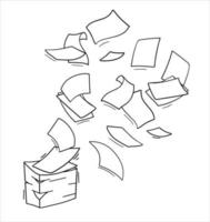 Flying Paper. Blank sheet. Thrown object. White trash. Cartoon flat illustration. Stack and pile of documents. Office element. vector