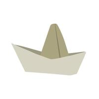 Paper boat. Children Origami toy and hobbies. Doodle cartoon illustration isolated on white vector