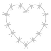 Barbed wire heart symbol. Vector barbed wire in the shape of a heart. Silhouette of a heart for Valentine's Day.