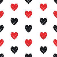 Pattern with hearts in wires. Black and red heart pattern. Vector silhouette of heart. Card for Valentine's Day.