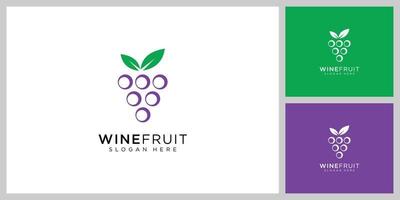 vino fruta logo vector diseño naturaleza